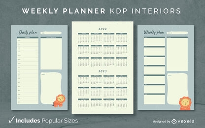 Modelo de design de diário do planejador de leão KDP