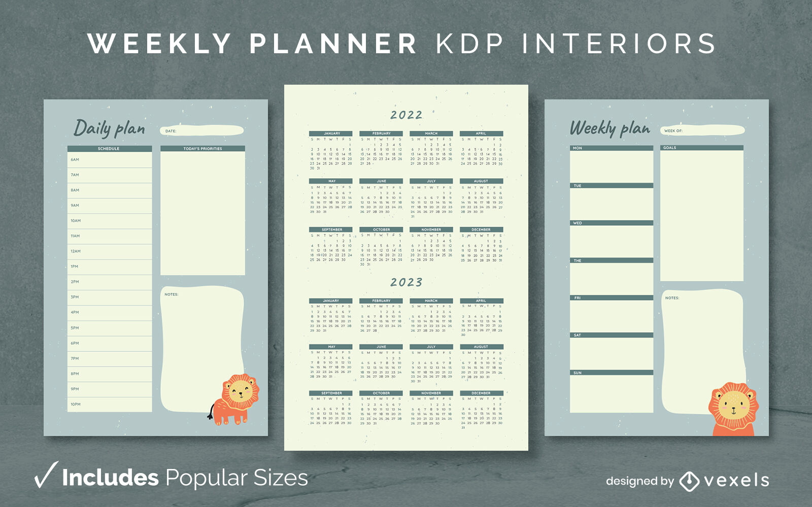 Diseño de diario de planificador de león Modelo KDP