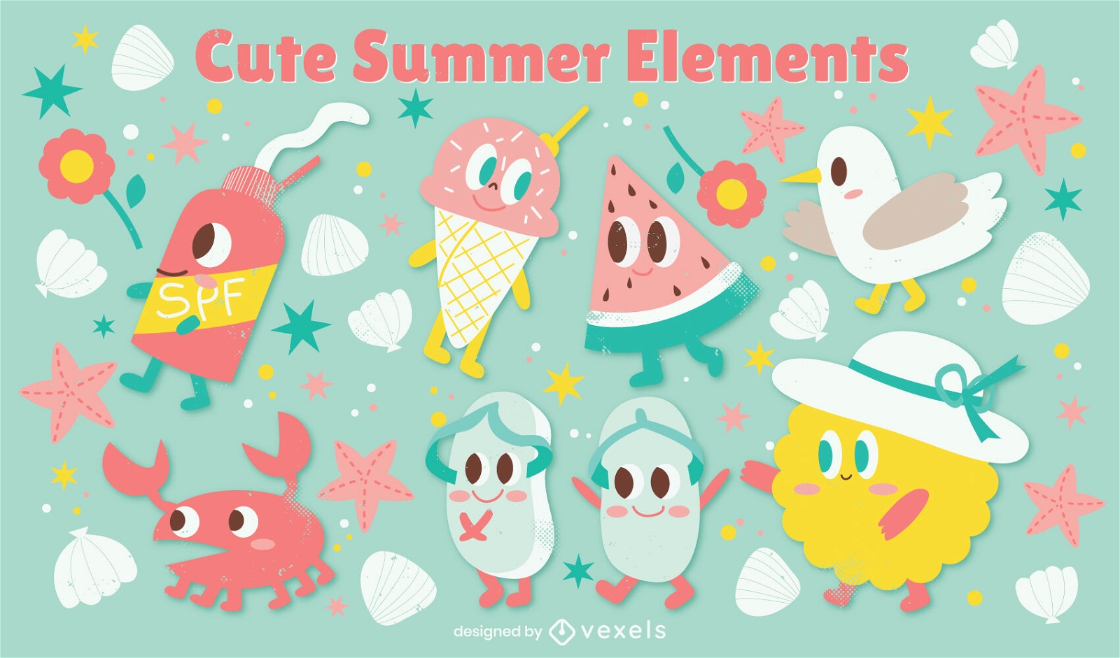 Netter Sommerferien-Elementsatz