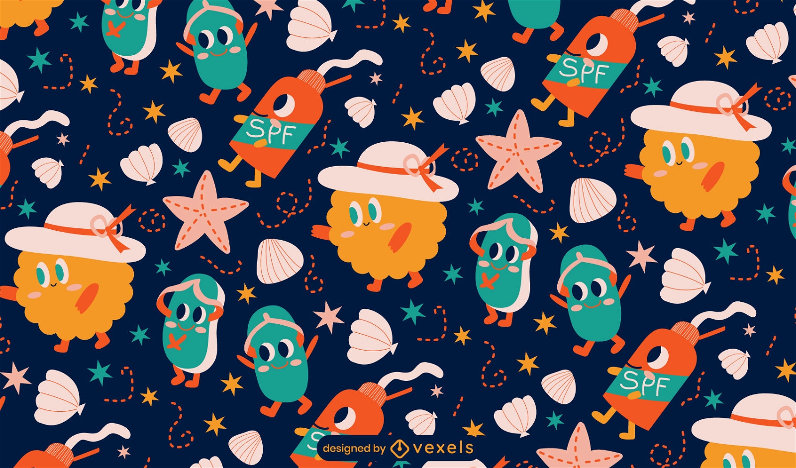Cute summer holiday elements pattern design