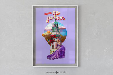 Princess in castle with frog poster psd