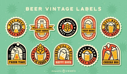 Vintage beer labels set