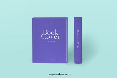 Book cover and spine over solid background mockup
