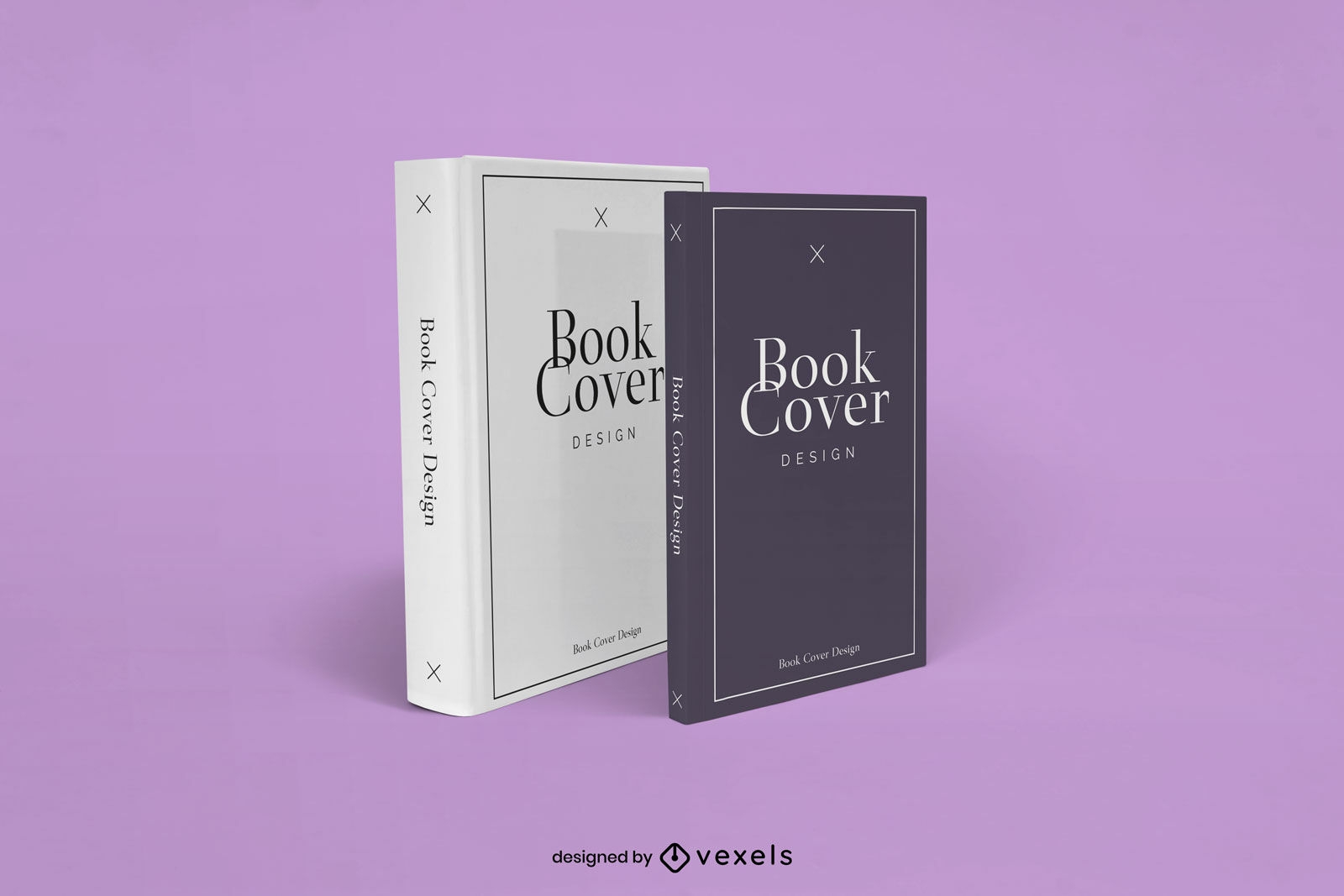 Double books on solid background mockup