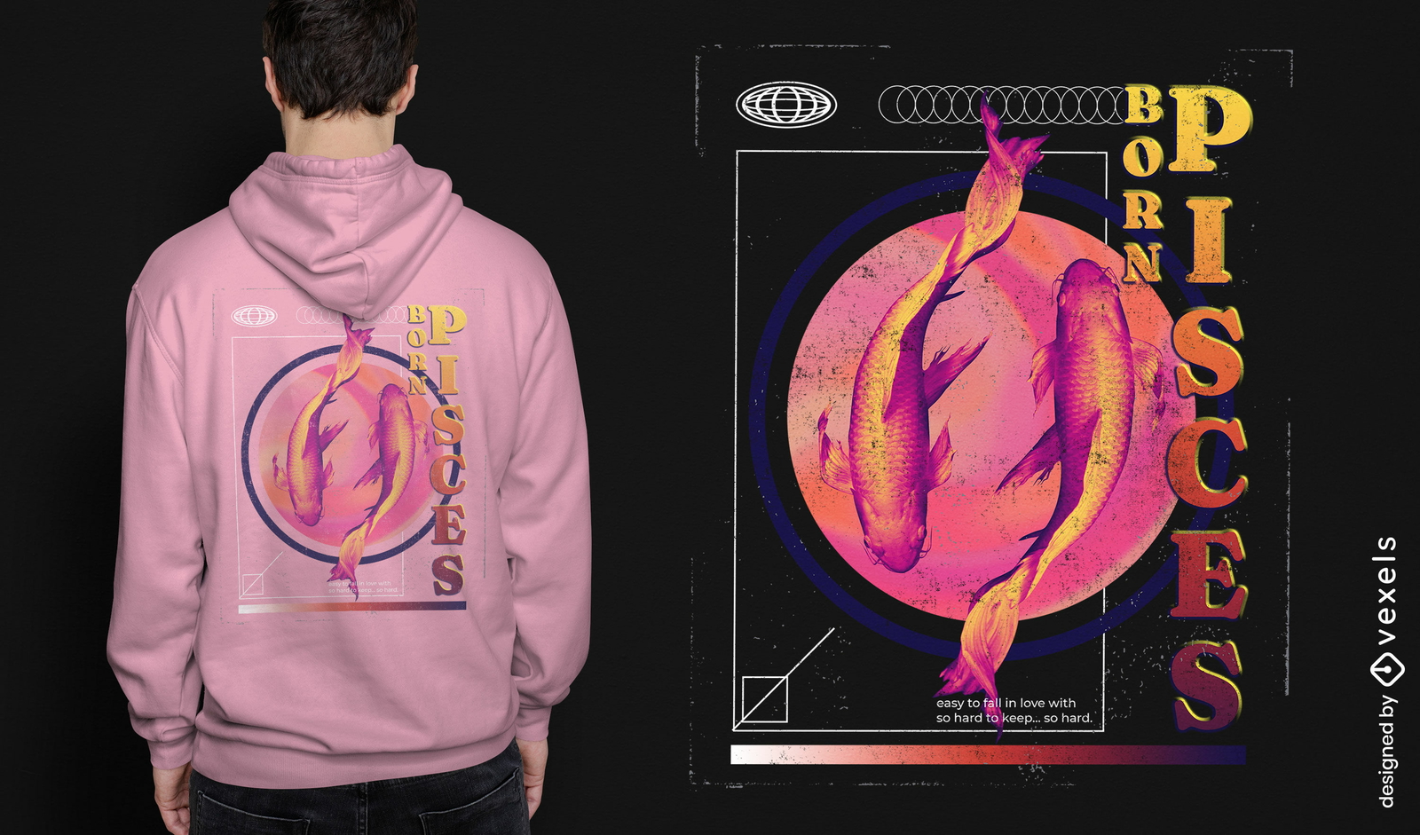 Piscis horóscopo peces nadando camiseta psd