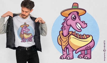 Mexikanische Hot-Dog-Dinosaurier-T-Shirt-Design