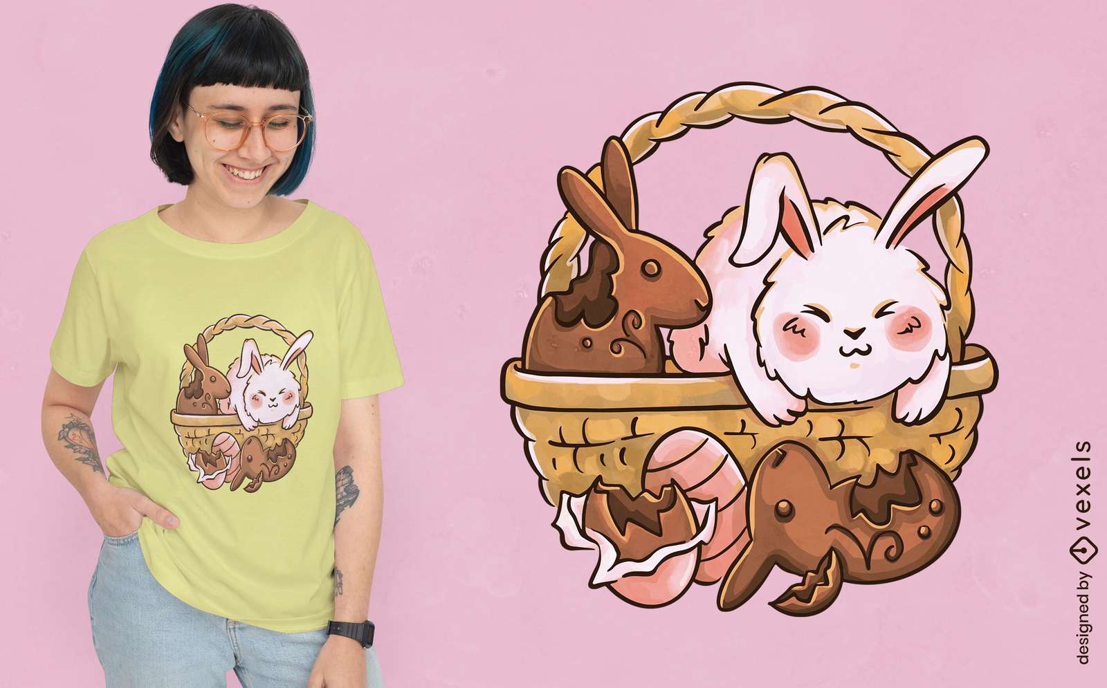 Design de camiseta de coelhinho da páscoa de chocolate fofo