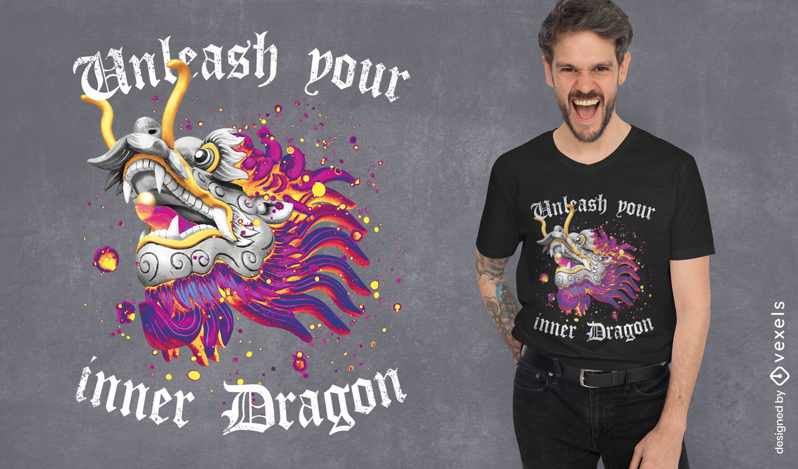 Design de camiseta de decoração de dragão de carnaval