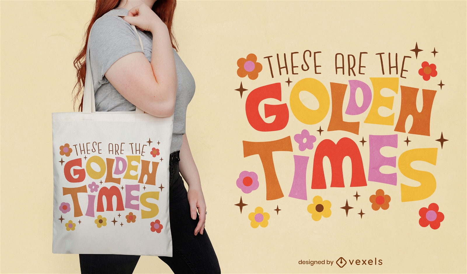 Golden times quote tote bag design