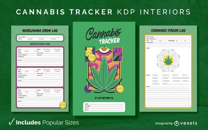 Plantilla de diario de seguimiento de cannabis Diseño de interiores KDP