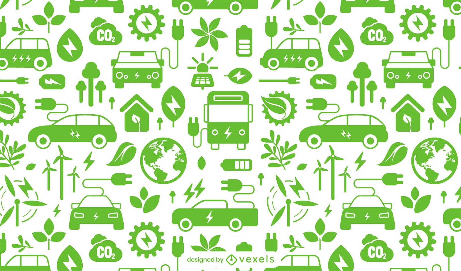 Electric car and ecology elements pattern design
