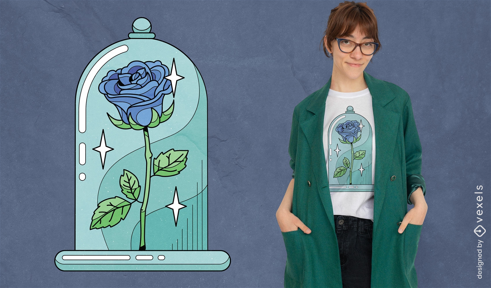 Rosa em design de t-shirt de vaso de cristal