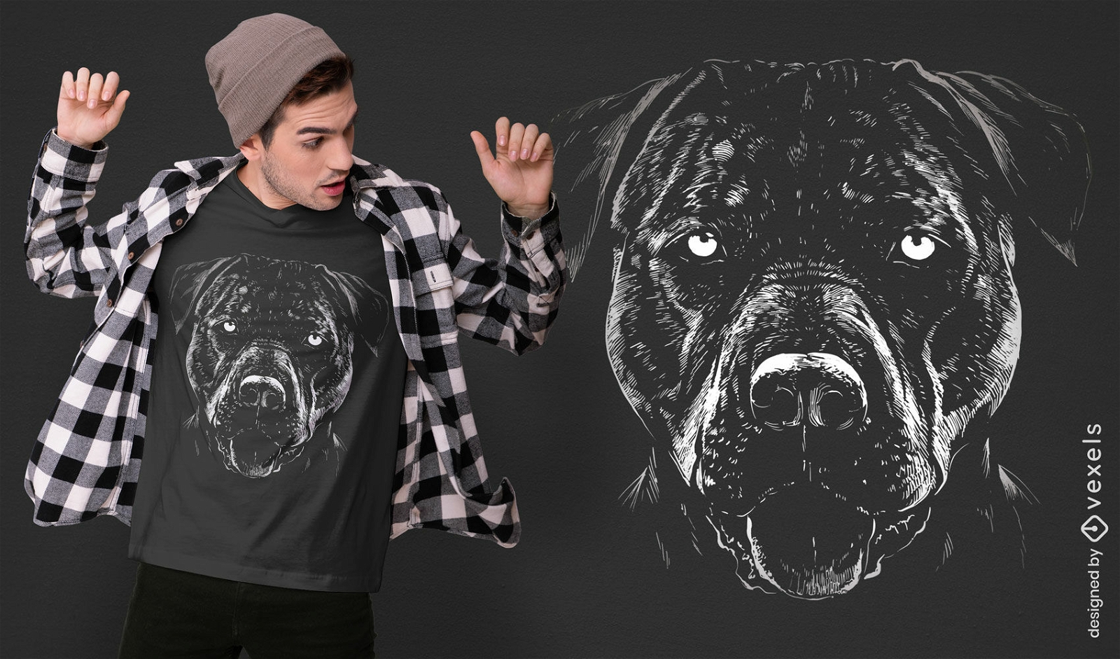 Detailliertes Pitbull-Hunde-T-Shirt-Design
