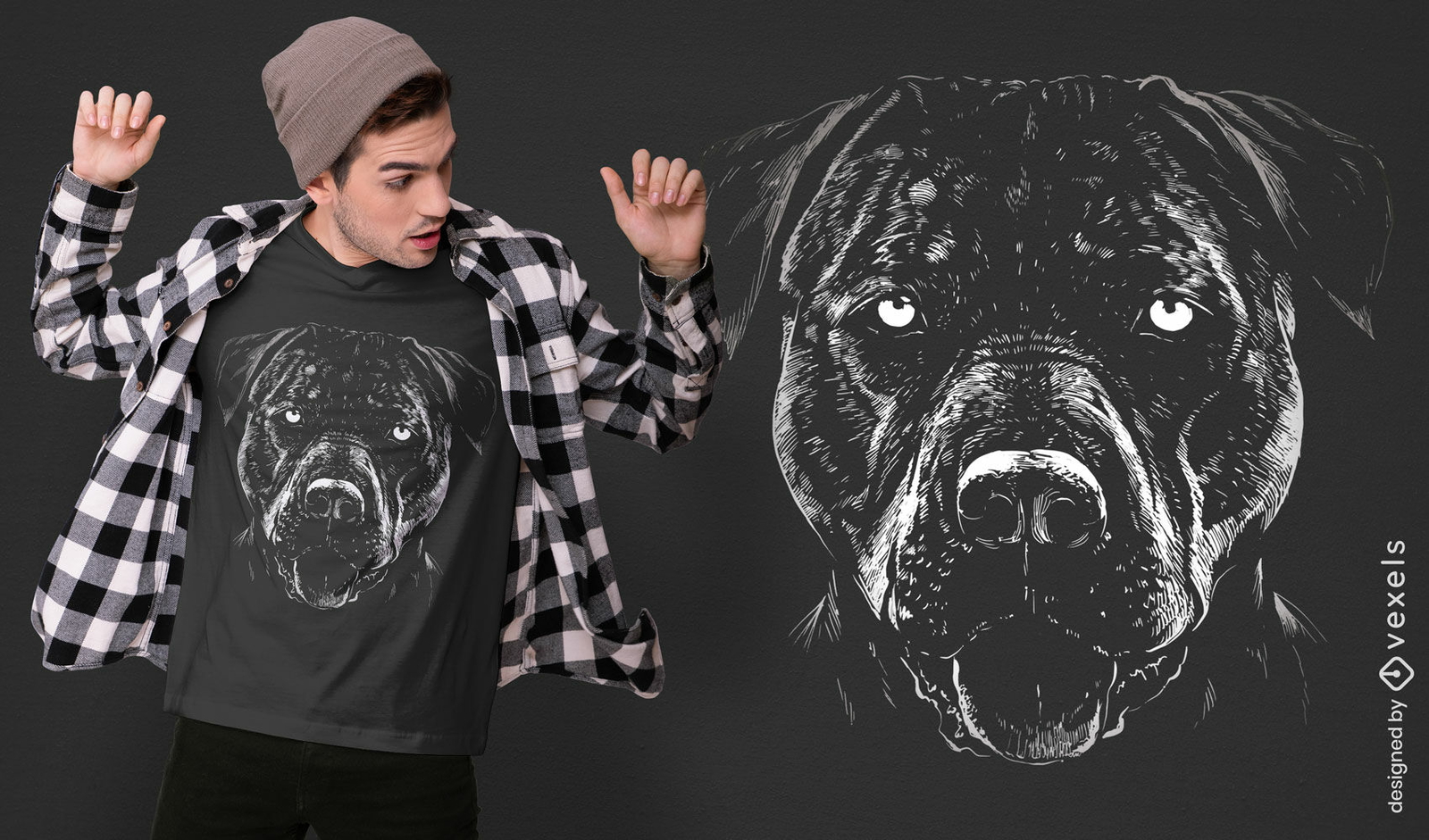 Diseño detallado de camiseta de perro pitbull