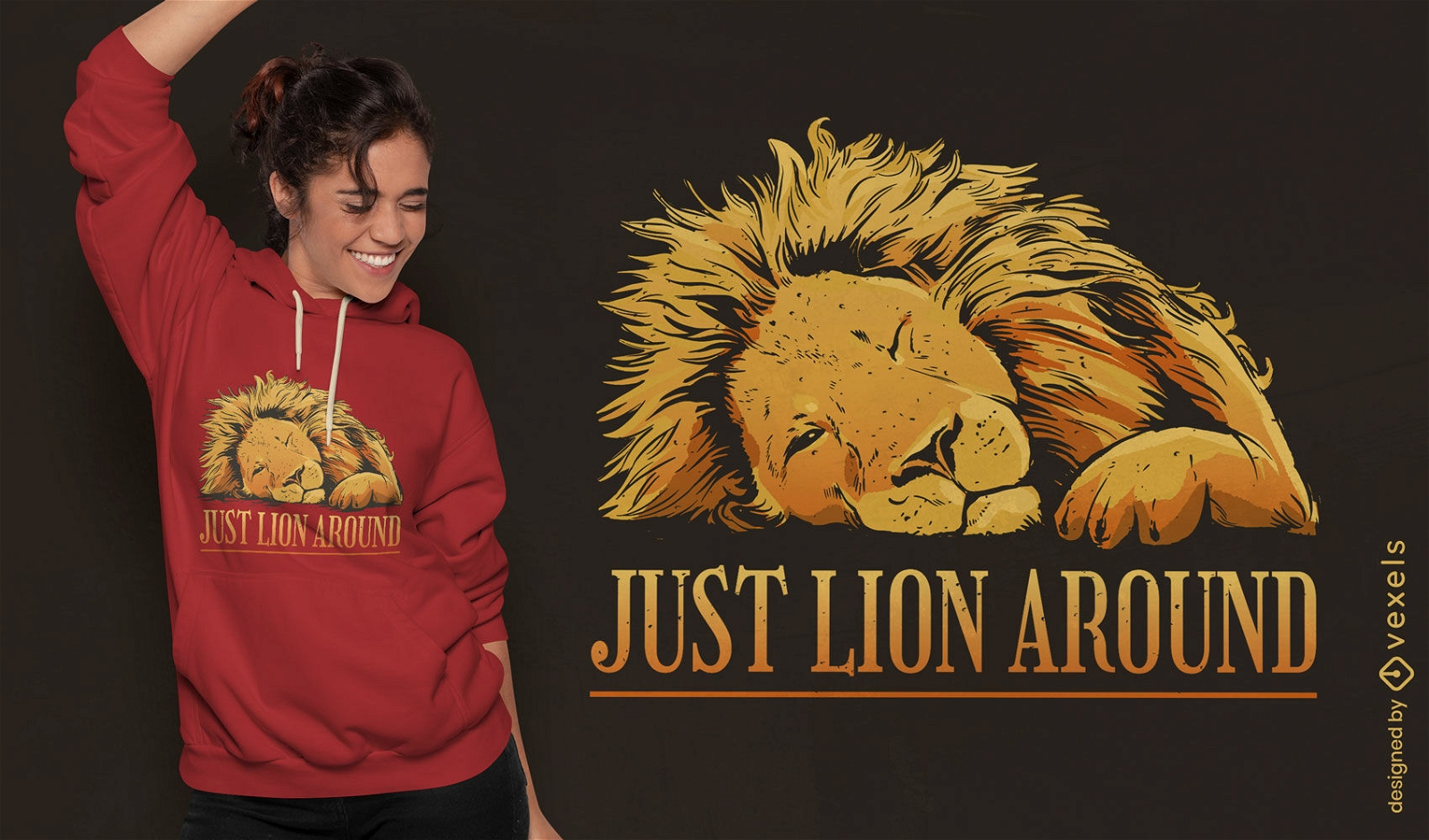 Diseño de camiseta para dormir de animales salvajes de león