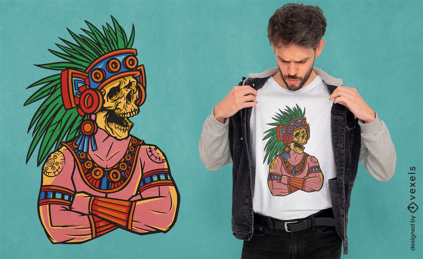 Dise?o de camiseta del dios azteca Mictlantecuhtli