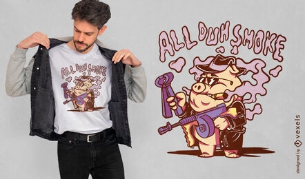 Diseño de camiseta de fumar cerdo de la mafia