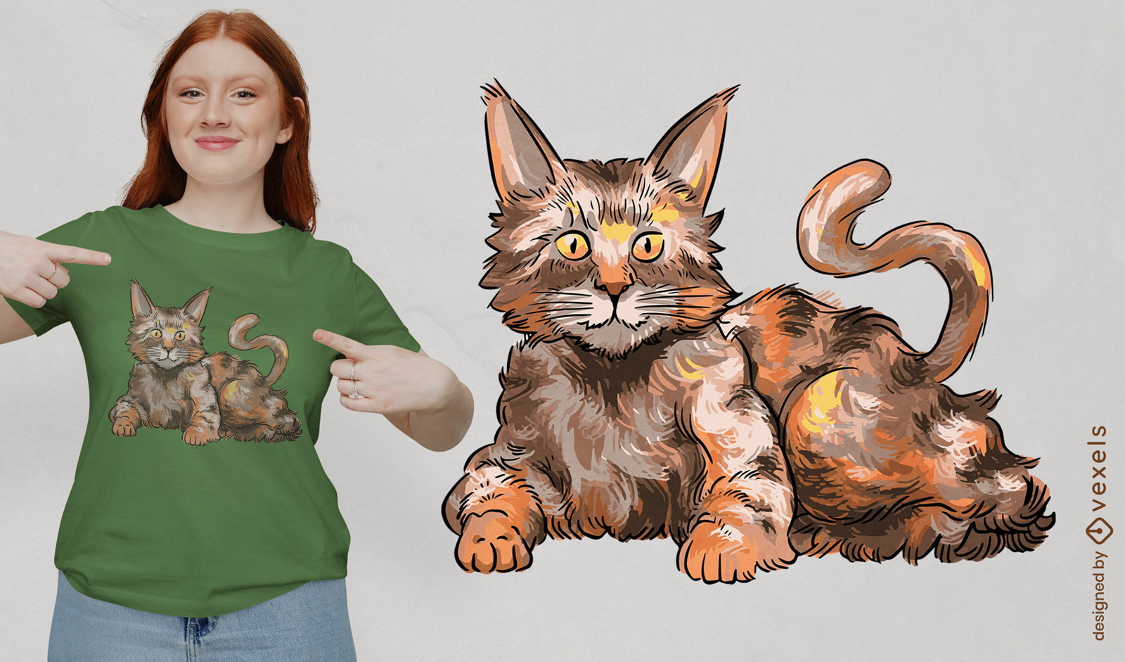 Maine Coon cat resting t-shirt design