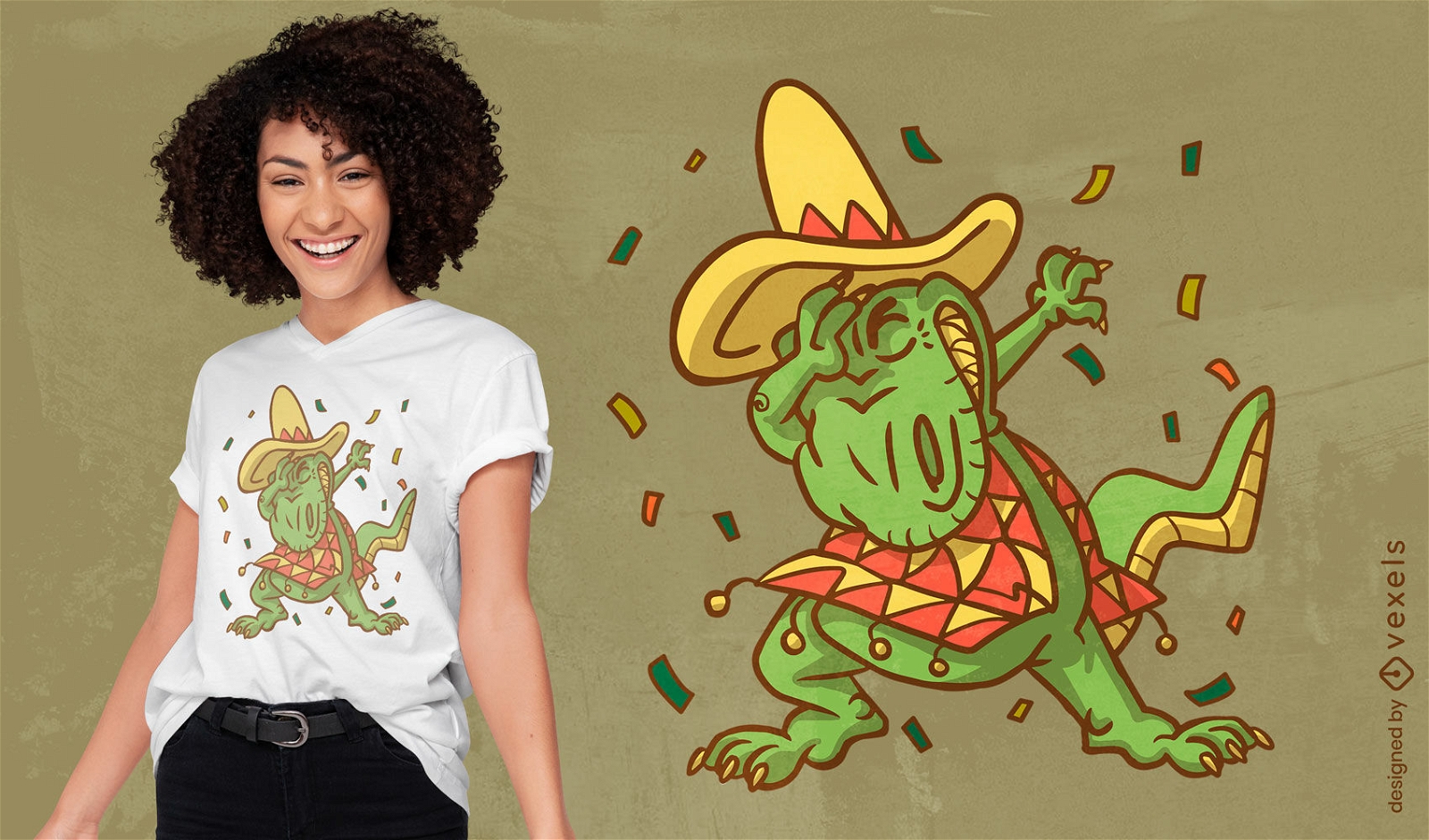 Dabbing Mexican t-rex t-shirt design