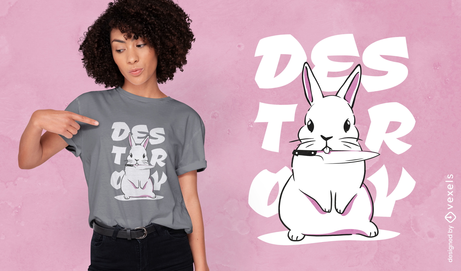 Cute bunny with knife t-shirt design