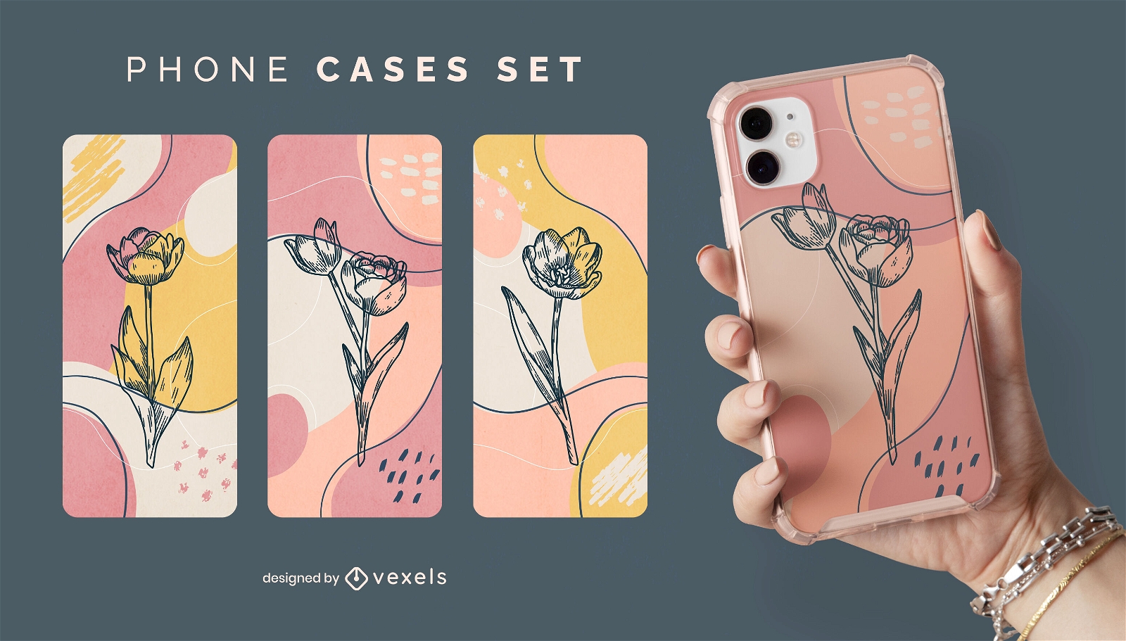 Tulip flowers phone cases set