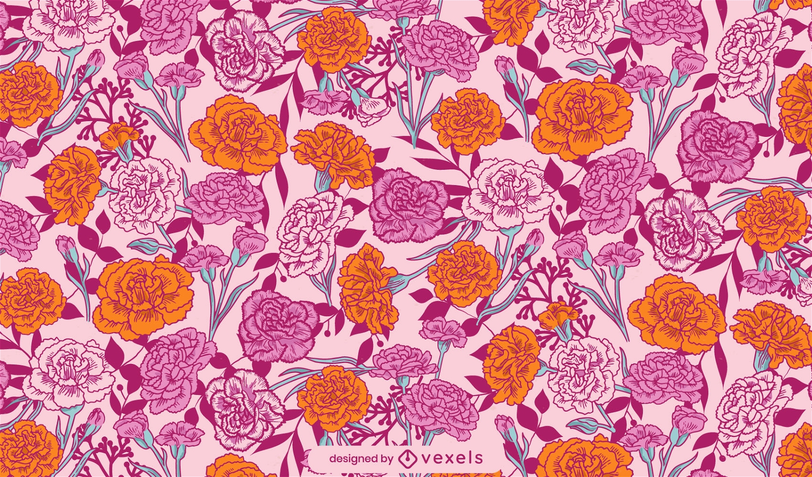 Diseño de patrón de flores de clavel