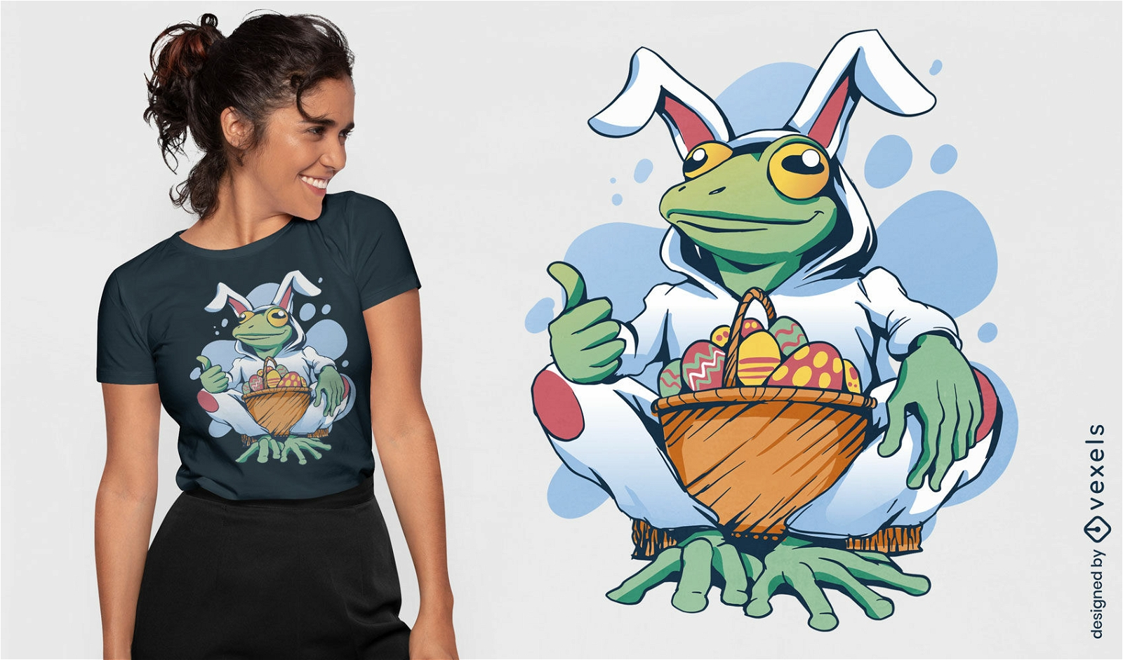 Frosch gekleidet als Osterhasen-T-Shirt-Design