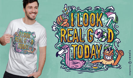 Design de camiseta de elementos de verão dos desenhos animados