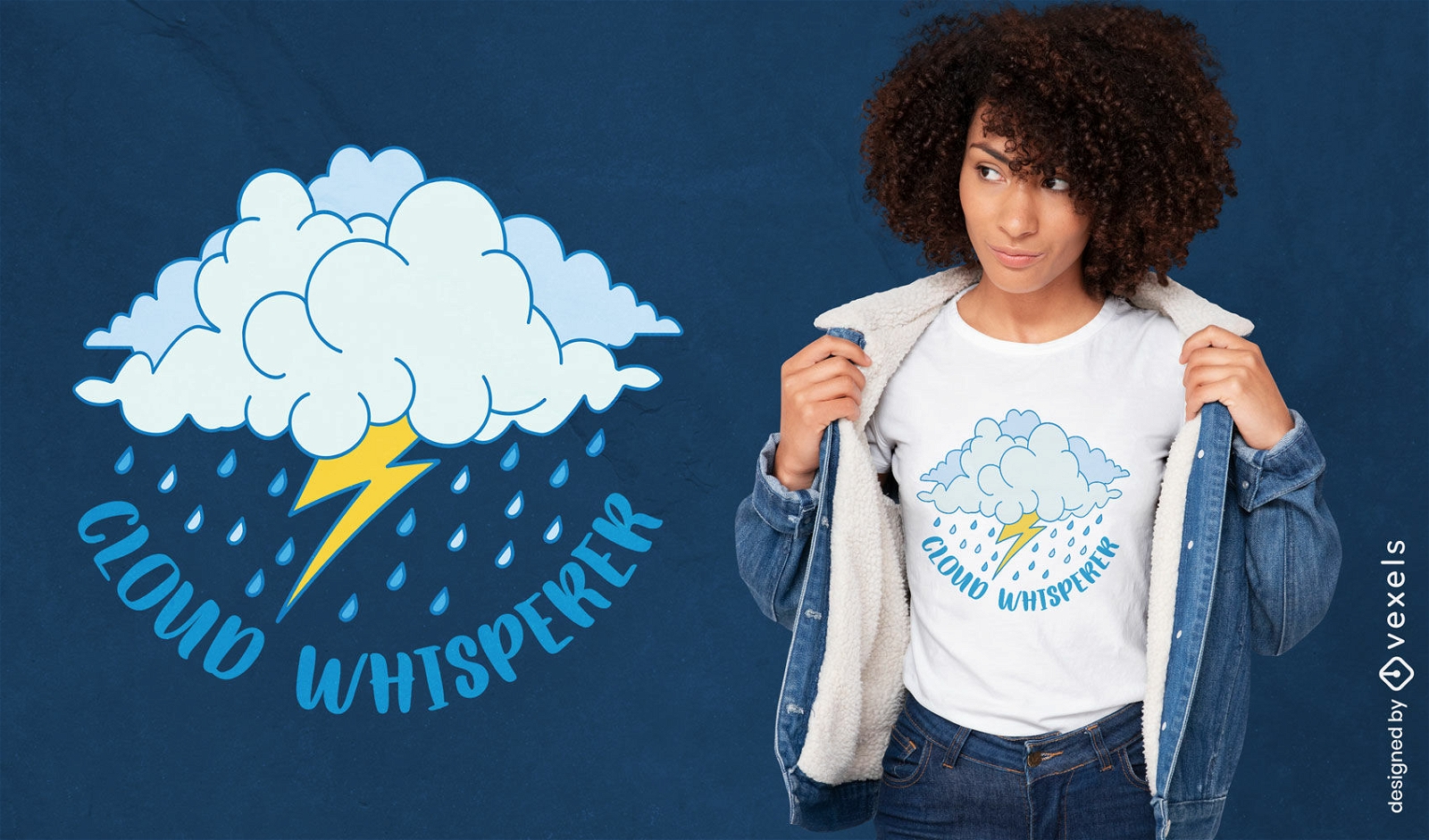 Nuvem com design de camiseta de tempestade de raios