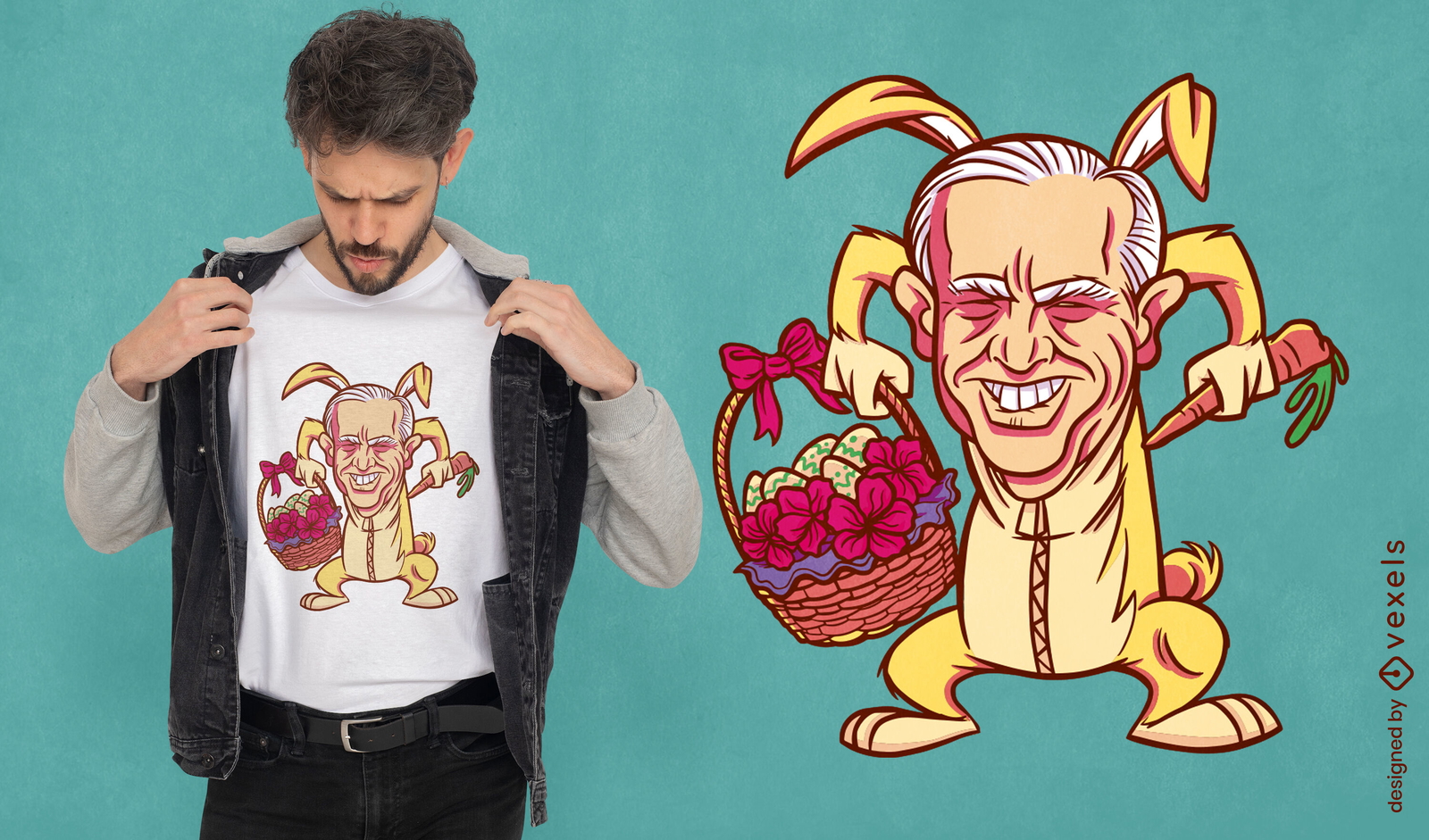 Joe Biden em design de camiseta de coelhinho da Páscoa