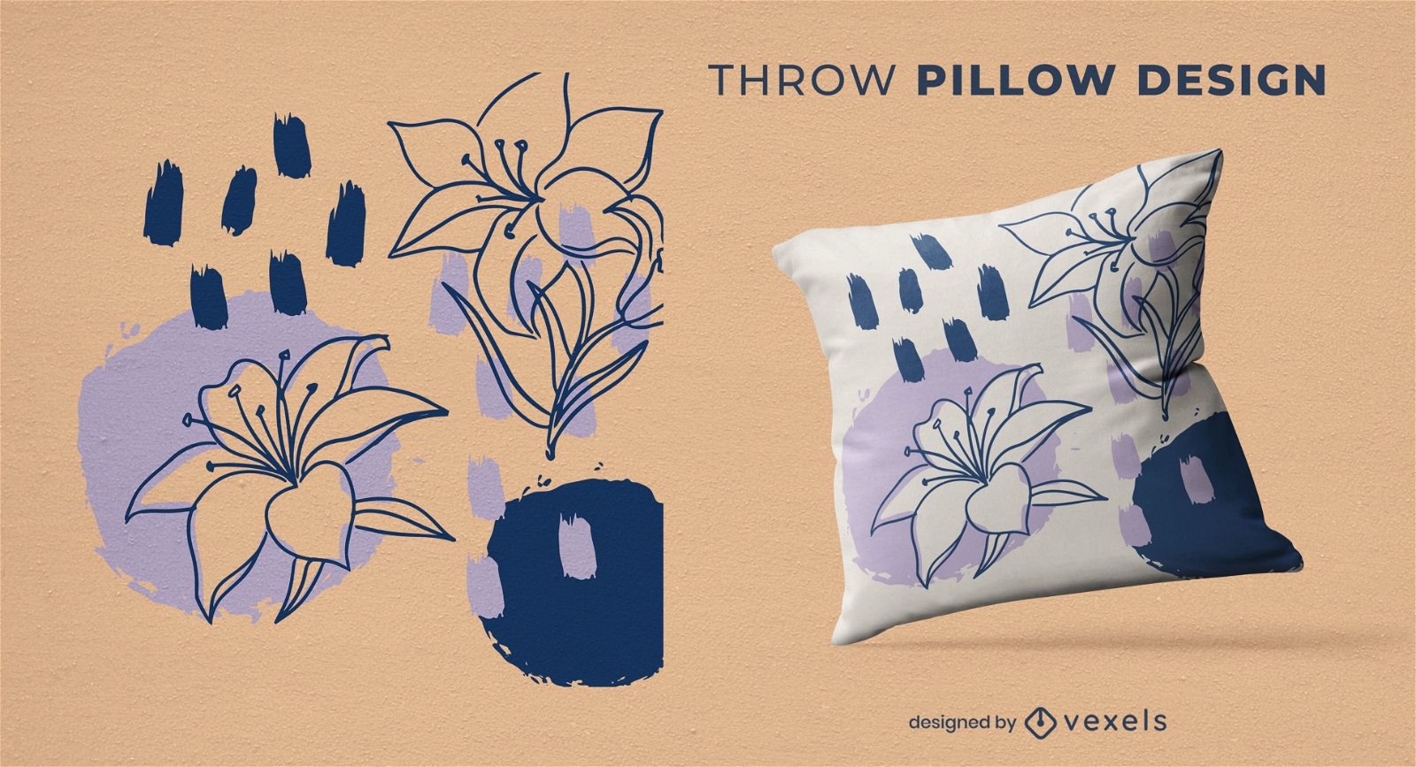 Lilies flowers throw pillow design