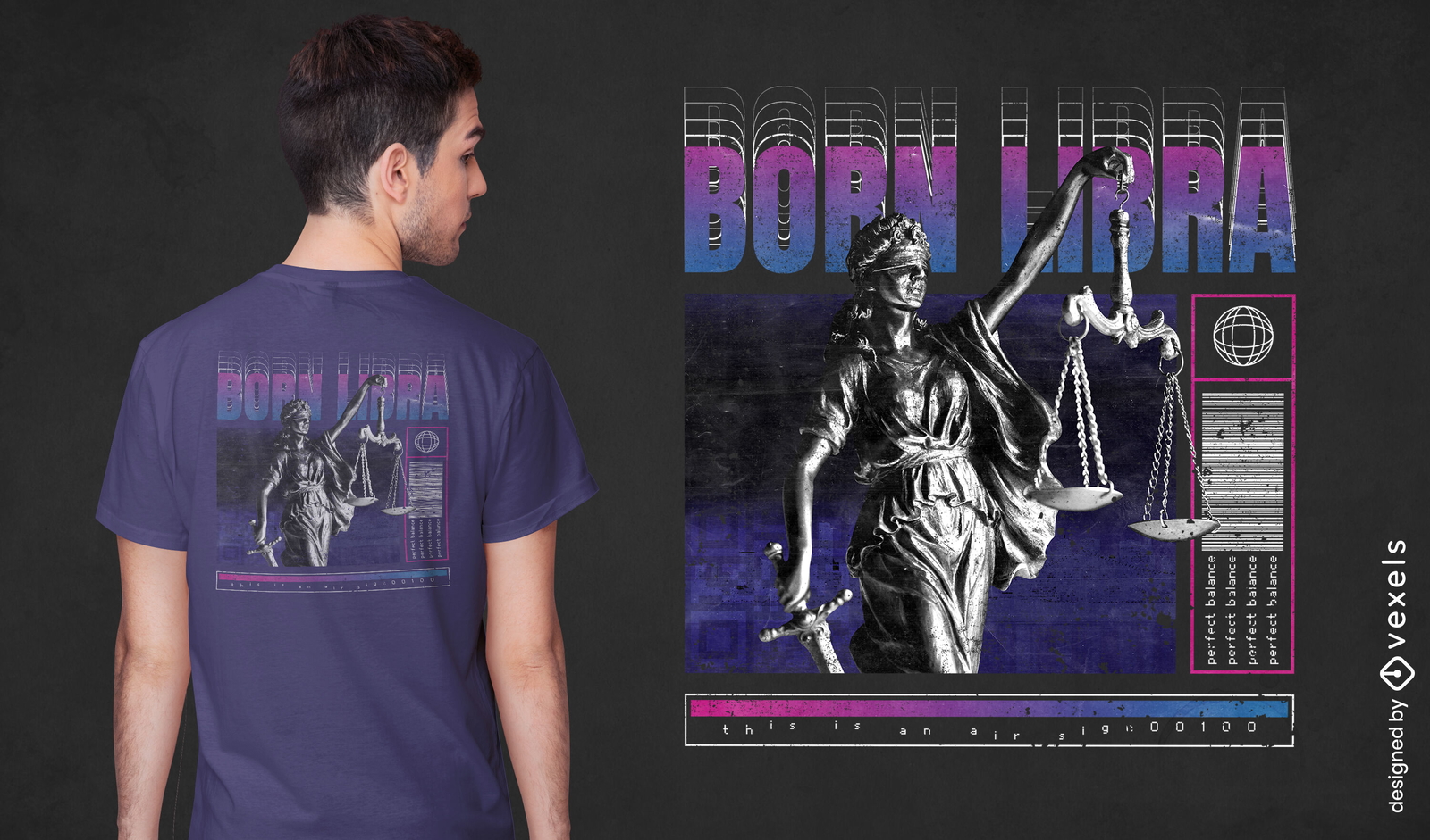 Diseño de psd de camiseta Born Libra