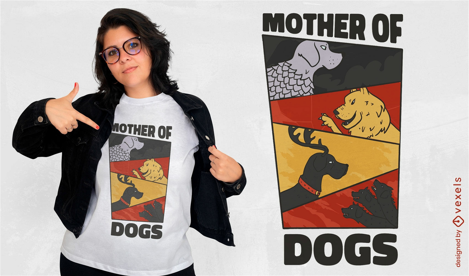 Diseño de camiseta de lucha de razas de animales de perro