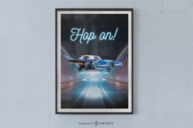 Plakatdesign für fliegende Autos