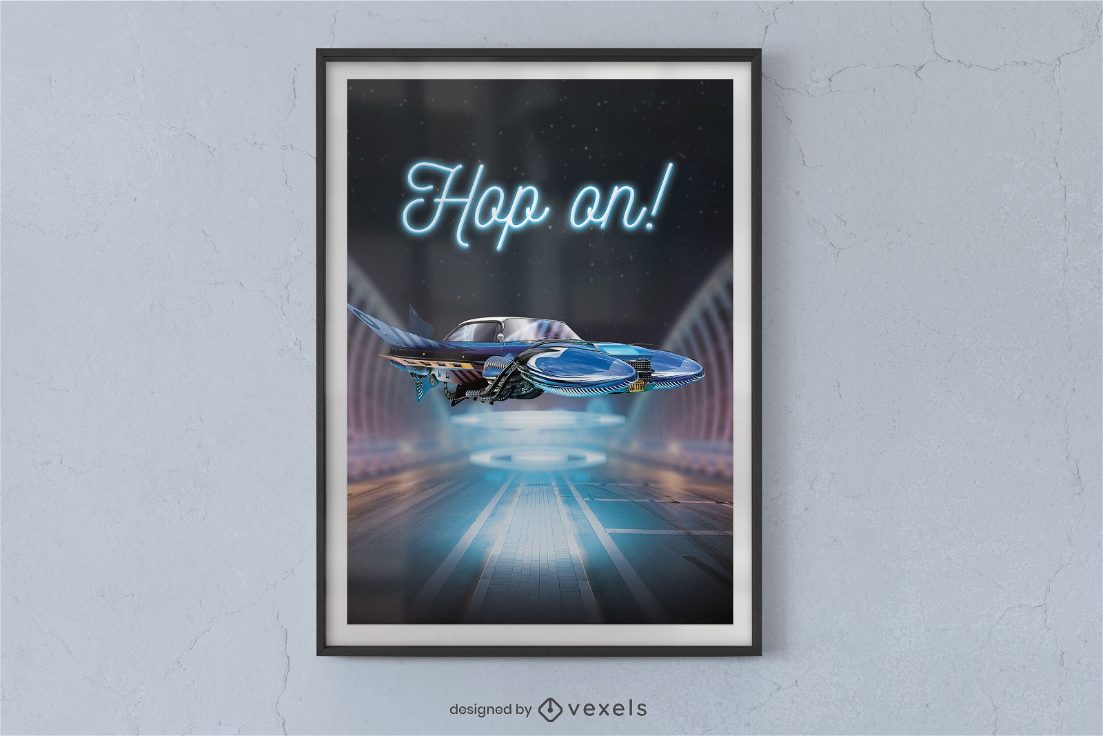 Design de cartaz de carro voador