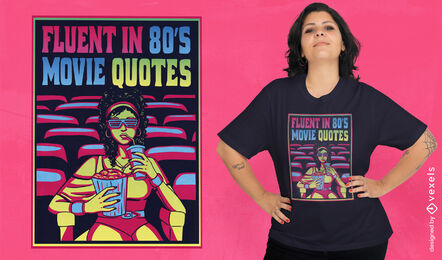 Mädchen, das einen Film im Kino-T-Shirt-Design sieht