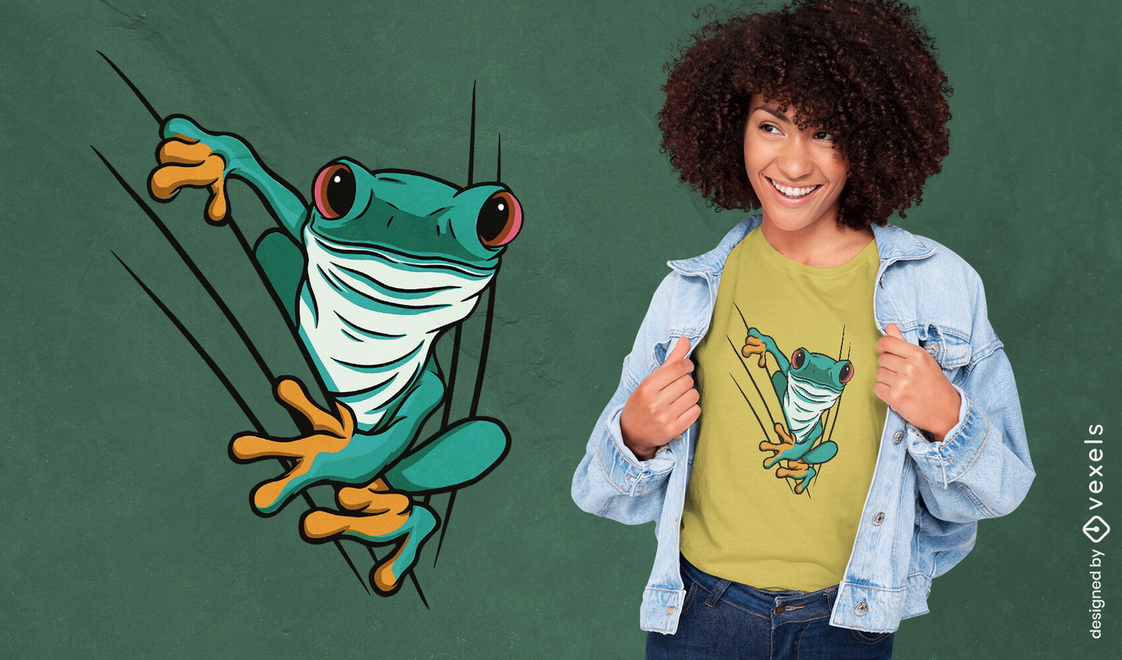 Tierischer T-Shirt Entwurf des niedlichen grünen Frosches