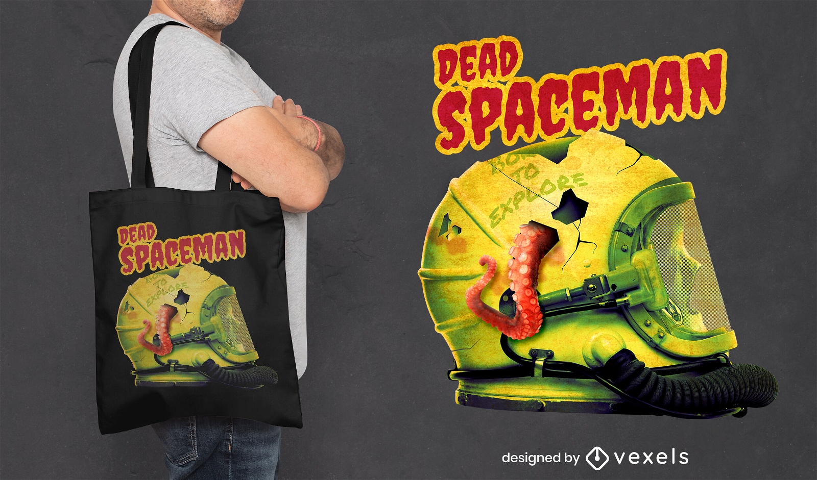 Spaceman head tote bag design