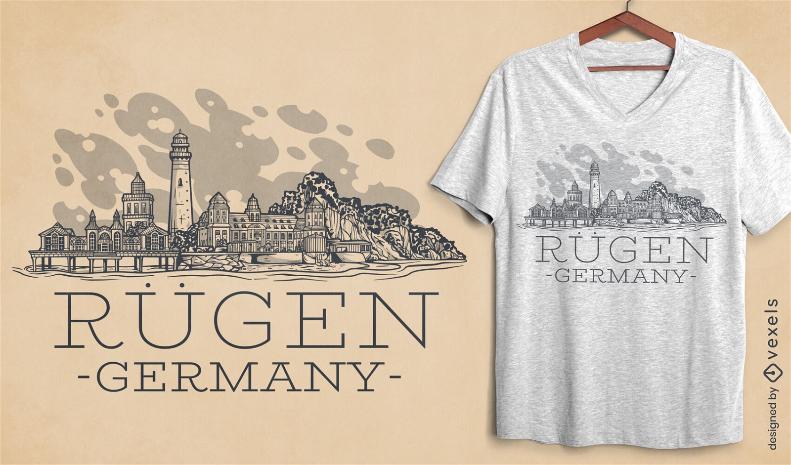 Dise?o de camiseta del horizonte de Rugen Alemania
