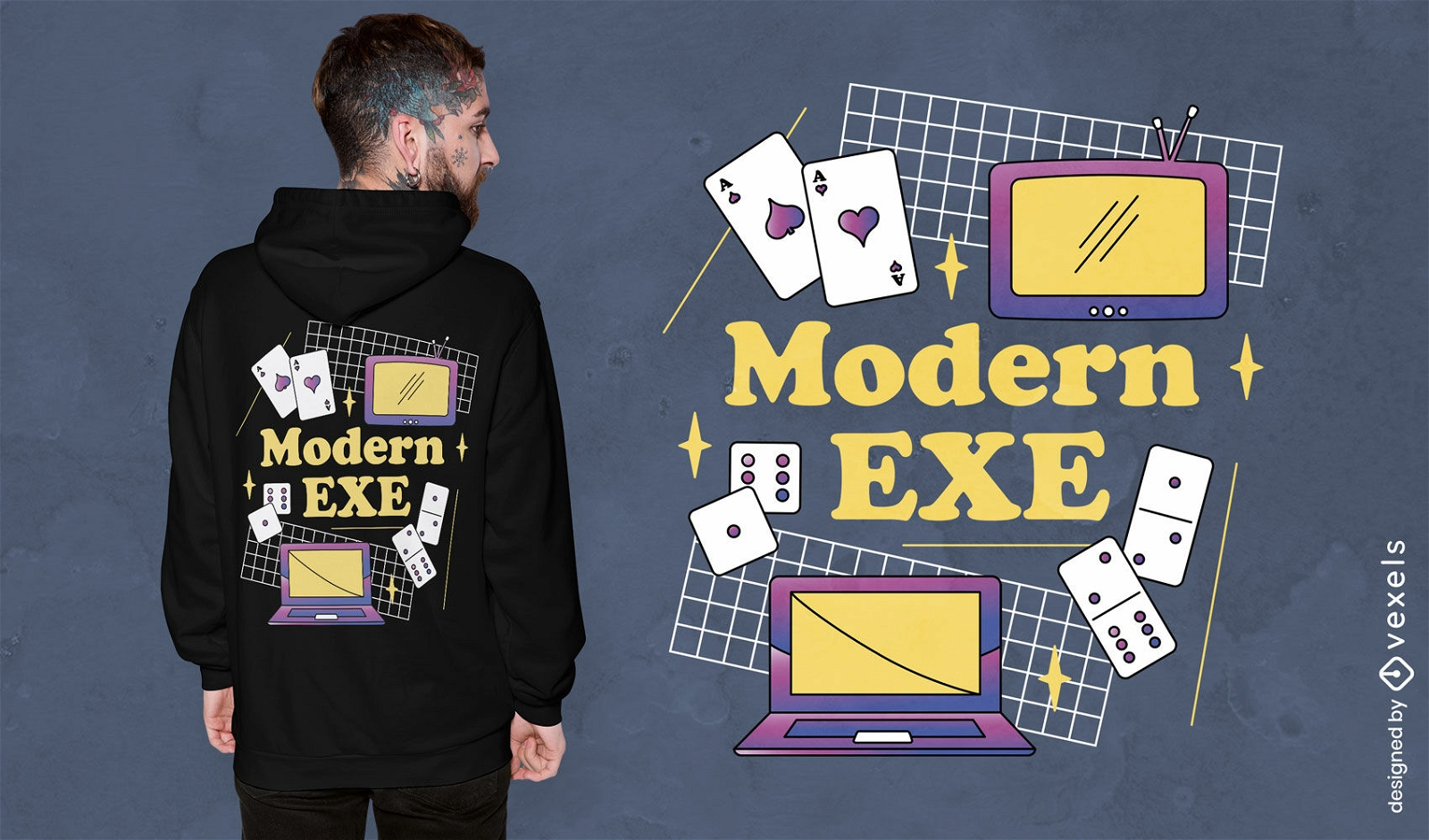 Playing cards and computer t-shirt design