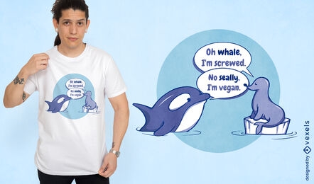 Design de camiseta de foca e baleia vegana