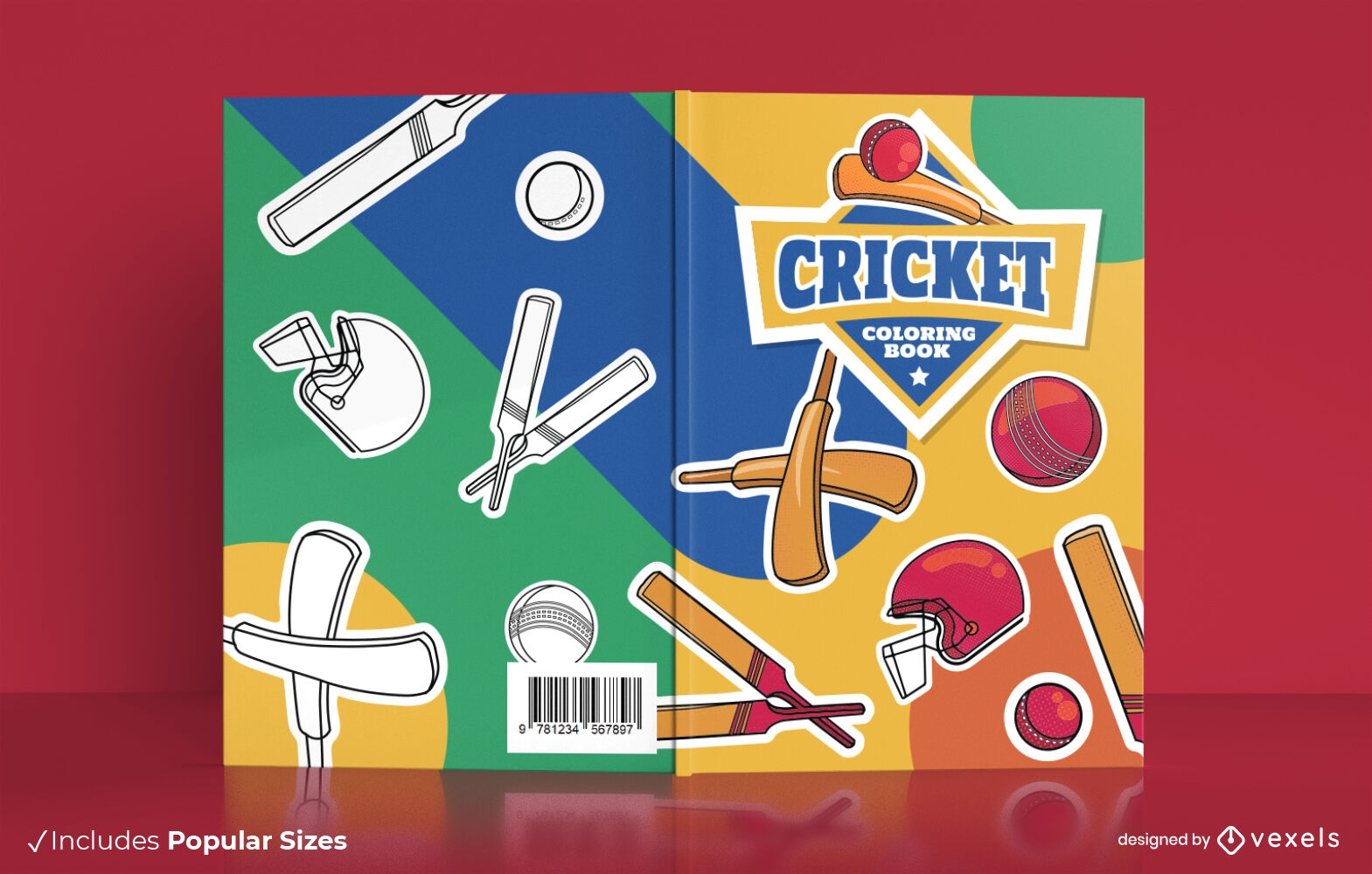 Design de capa de livro de colorir de críquete