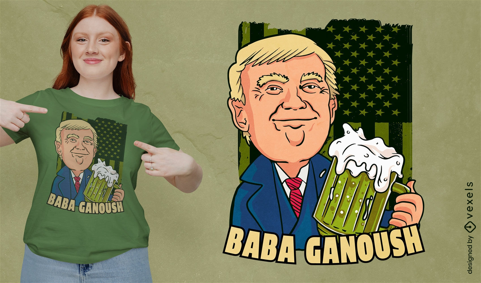 Diseño de camiseta de Trump bebiendo cerveza