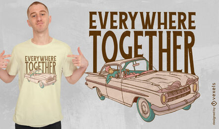 Klassisches rosa Auto-Zitat-T-Shirt-Design