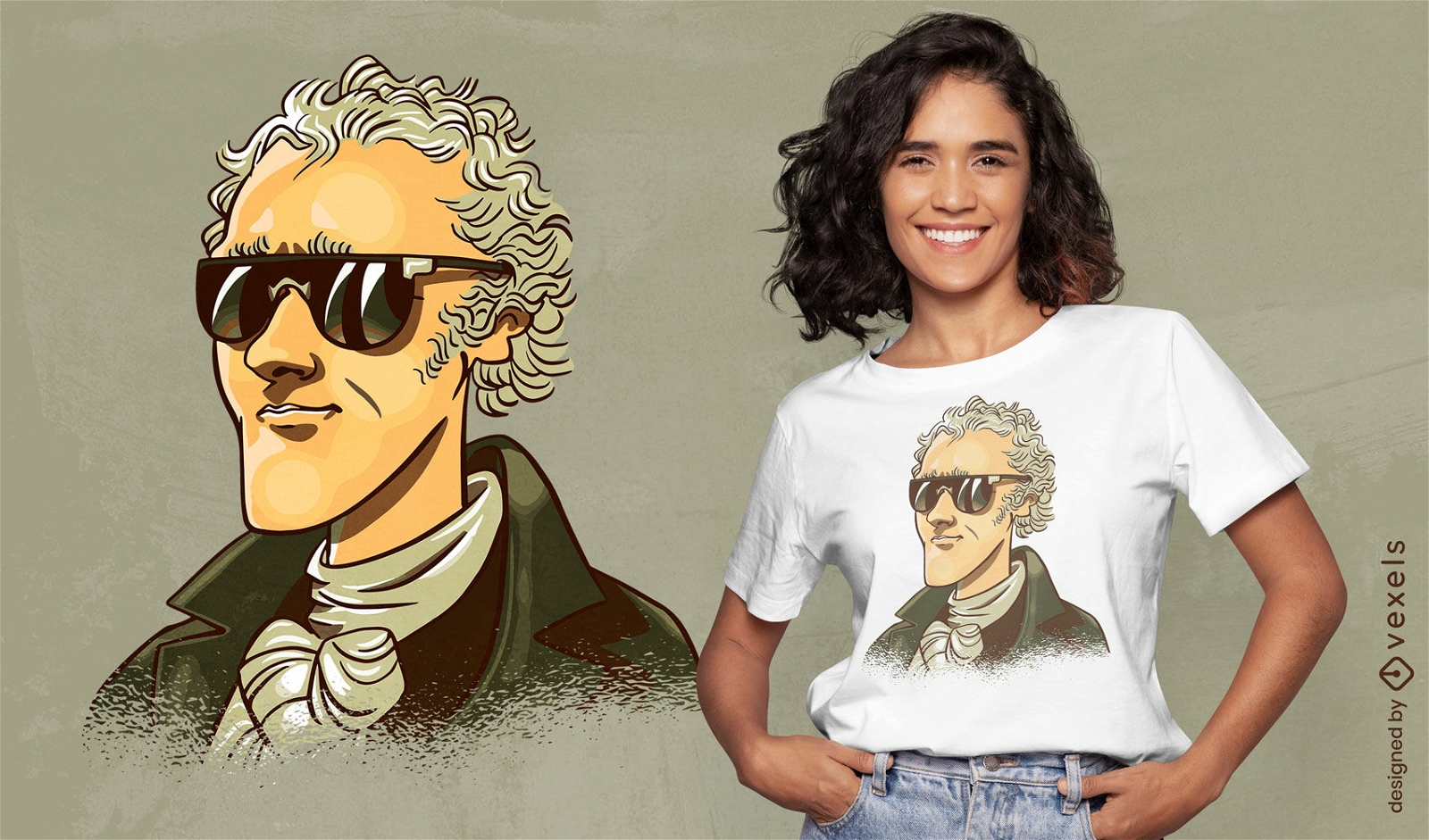 Diseño de camiseta de gafas de sol de Alexander Hamilton