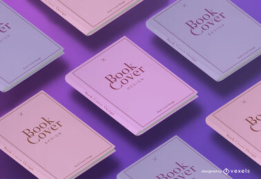 Pink and lilac book covers mockup design