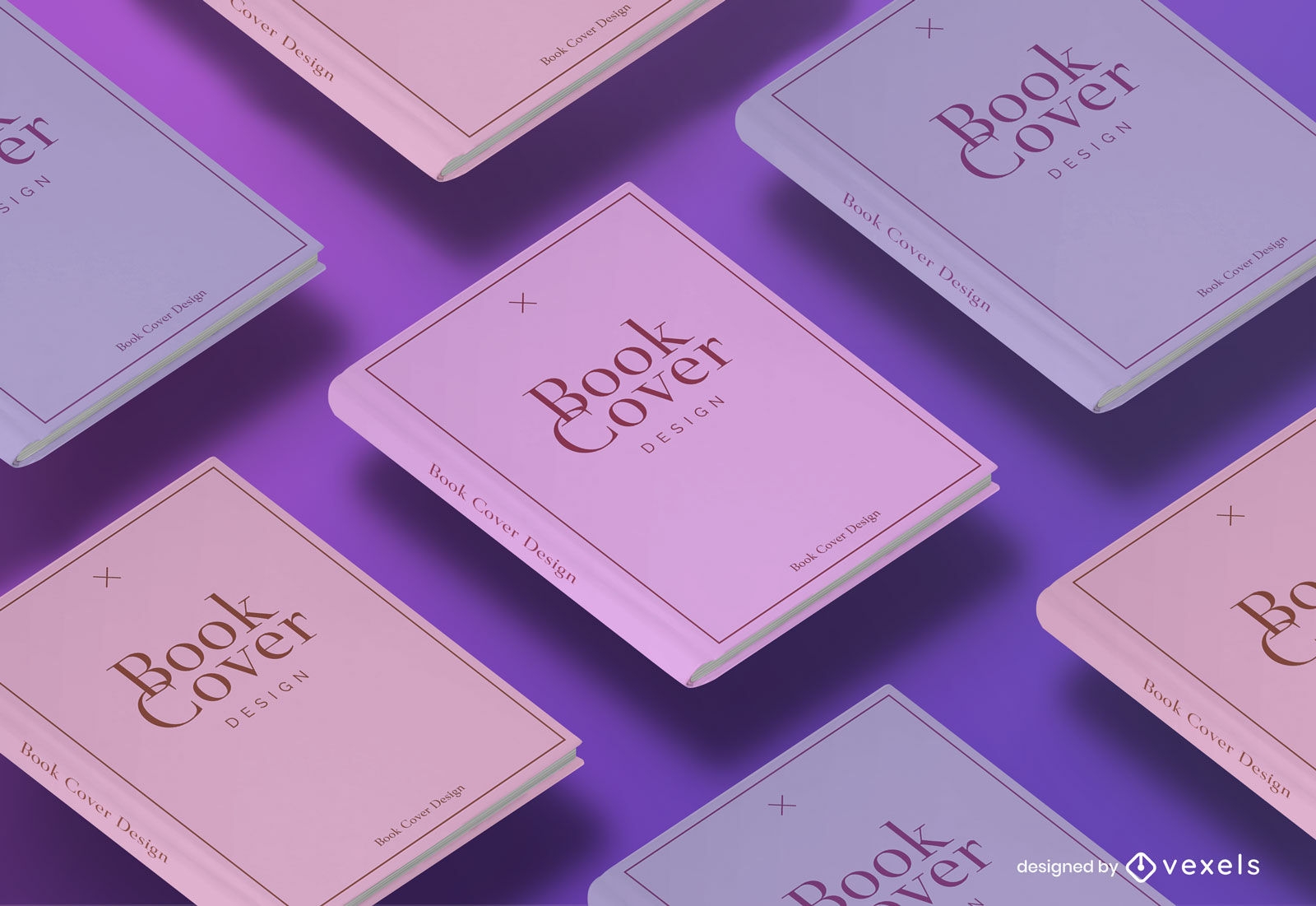 Design de maquete de capas de livro rosa e lil?s