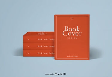 Orange book covers and spine mockup design