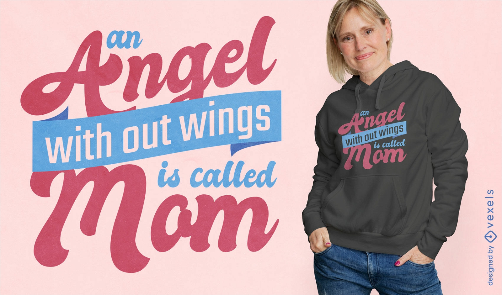 Design de camiseta com letras de anjo sem asas