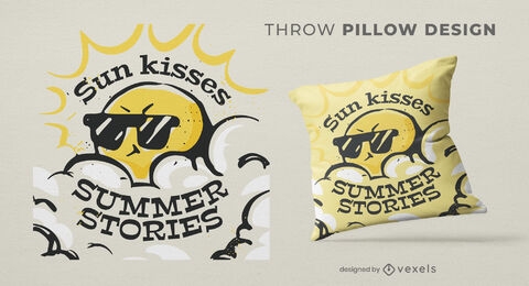 Diseño de almohada de tiro de besos de sol